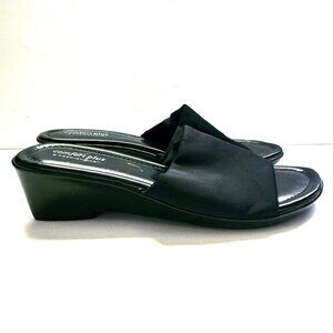 Comfort Plus Predictions Womens Sandals Size 9.5 W Black Wedge Slide